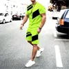 Herrspårar Summer Men Tracksuit Fashion T-Shirts Shorts 2 Pieces Sports Suit Casual Trendy Gym Set Leging Breattable Manlig utomhusdräkt W0329