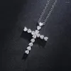 Pendant Necklaces Delicate Crystal Heart Cross For Women Shiny CZ Fine Anniversary Gift Fashion Versatile Female Necklace