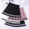 Saias Highwaisted Elastic Pink Fairy Grunge Black Mini Pleated Woman Fashion Summer Roupas Escola Menina Uniforme 230329