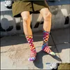 Shoe Parts Accessories Socks Hiphop Skateboard New Fashion Tiedye Plaid Cotton Colorf Vortex Fluorescence Funny Happy Men And Wome Dhirr