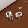 Boucles d'Oreilles Gros Argent Plaqué 925 Bijoux De Mode Strass Raisin Pour Les Femmes SE040