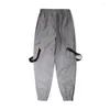 Pantaloni da uomo uomo riflettente pantaloni primavera estate hip hop casual elastico design in vita da streetwear cargo