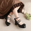 Chaussures habillées Style japonais Lolita fille Kawaii nœud papillon Mary Jane princesse plate-forme chaussure boucle étudiant grande taille 34-45