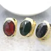 Cluster Rings Faceted Oval Glass Gold Color Gift For Women Red/Green/Black C9 Adjustable Finger Bohemia Jewelry Wholesales