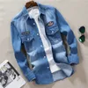 Camicie casual da uomo Primavera Camicia di jeans morbida da uomo Trendy Fashion Business Casual Camicia a maniche lunghe da cowboy Doppia tasca da uomo Denim Slim Top 230329