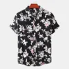 Men's Casual Shirts Men's Plus Size Loose Summer Flower Short Sleeve Shirt Flower Floral Pattern Hawaiian Beach Male Shirts Casual Blouse For Men 230329