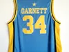 Maglia Farragut High School Kevin Garnett 34 Maglia da basket College Tutta cucita Squadra Colore Blu Per gli appassionati di sport Università Traspirante Puro cotone Uomo NCAA