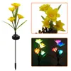 Decorative Flowers & Wreaths 2PCS Artificial Flower Simulation Daffodil LED Solar Light Glow Waterproof Outdoor Gardens Courtyards Roads Dec