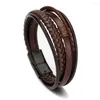 Bangle Braided Blue Color Leather Bracelets For Men Armband Heren Trendy Genuine With Magnetic Factory Wholesale