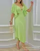 Повседневные платья 2023 Женское летнее платье зеленое кружевное рукав талия vestidos