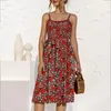 Casual Dresses Fashion Mini Summer Dress Women Print Hawaiian Bandage Suspender Floral Women's