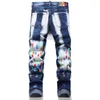 Pantalons pour hommes Jeans Européen Jean Hombre Hommes Peint Lavé Déchiré Pour Tendance Marque Moto Pantalon Hommes Maigre 3405