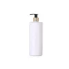 Plastic Packing Matte White Bottle 300ML 500ML Flat Shoulder PET White Black Lotion Press Pump Gold Silver Collar Packaging Cosmetic Refillable Container