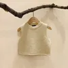 Weste Kleinkind Baby Mädchen Strickweste Frühling Herbst Solide Ärmellos Pullover Top für Kleinkinder Baumwolle Mode Kinderkleidung Jungen Kostüme 230329