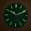 Relógio kits de reparo Ferramentas de 31,8 mm Dial modificado NH35 Luminoso verde para movimento pregos de tira de prata dourada com o logotipo S