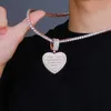 Naszyjniki wisiorek hip -hop sześcien cyrkonia zbijek bling wygłosek kształt serca po ramie Medaliony dla mężczyzn raper biżuteria