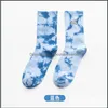 Pièces de chaussures Accessoires Chaussettes Longues Nouveau Tiedye Lettre Droite Broderie Coton Harajuku Tendance Drôle Vortex Hip Hop Mode Skateboard Dhmmt