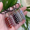 Collier pendentif en pierre gemme naturelle pour femmes collier pendule en cristal violet agate rouge cornaline balle hexagonale