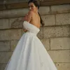 Elegant a-line bröllopsklänningar slingrar sig från axel spets sökande domstol klänning veck anpassad blixtlås plus storlek brudklänning vestidos de novia