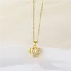 Pendant Necklaces Women Jewelry Party Collarbone Chain For Accessories Premium Red Heart-Shaped Zircon Gold Color Necklace