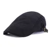 New Plain Newsboy Cappello da uomo Berretto piatto Moda Cotone Tinta unita Berretto da strillone Regolabile Cabbie Driving Cap Pittori Cappello da caccia