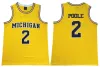 Koszulka koszykówki College Michigan Wolverines 2 Jorda Poole Chris Webber 4 Juwan Howard 25 Jalen Rose 5 Yellow Navy Men Jerseys