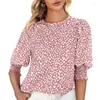 Damen Blusen Casual Elegant Print Frauen Chiffon Bluse Lose Kurzarm Shirt Frau 2023 Sommer O Hals Damen Tops Mode Kleidung