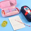 Student Cartoon Canvas Pencil Case Large Capacity Multifunctional Bags Cute School Supplies Korean Stationery D50