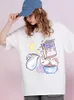 女性のTシャツ重要な朝食フルーツループホワイトミルク女性