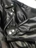 Damesleer Faux Leather Sungtin Black Pu Leather Jacket Dames met Ultrafine Belt Korea Loose Fit Motorfiets Lederen jas mode 230329