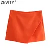 Shorts pour femmes Zevity Shorts asymétriques de couleur bonbon pour femmes Ski Shorts pour femmes Zipper Flight Pocket Fashion Pantalone Cortos P532 230329