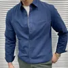 Garnitury męskie Brytyjska koszula swobodna koszula Slim Long Rleeve Quality Trend Man Social Club Stroje Office Wedding Mens Multisolor