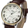 Armbandsur Romnummer Fashion Casual Men Retro Watch Top Brand Gold Sports Spontane Winding Automatisk mekanisk kalenderläder