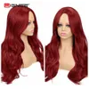 Perruques synthétiques Wignee ondulé longue perruque synthétique rouge pour les femmes partie moyenne cheveux fibre résistante à la chaleur américain Cosplay naturel Sexy pour 230227