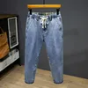 Herr jeans 4xl 5xl 6xl 7xl plus size lättvikt Loose Jeans Summer Classic Style Men's Stretch Fashion Denim Jeans Harem Pants 230329