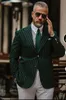 NOVO Dark Green Green Listra noivo Tuxedos Men Wedding Tuxedo Menas Menas Menas Menina Blazer Men Dinner/Palmas de Terinho de terno dardo