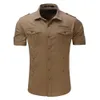 Casual shirts voor heren aankomen Heren Cargo Shirt Men Casual Shirt Solid Shirts Multi Pocket Work Shirt Plus Size 100% Cotton 230329