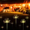 Solar Fireworks Lamp Outdoor Grass Globe Dandelion Flash String Fairy Lights 90 /120/150 LED For Garden Lawn Holiday Light