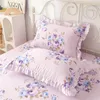 Kwiatowa spódnica łóżka 100% bawełniana łóżko królowa King rozmiar High End Ruffle Princess Home Home Mattress Cover Arkusz pościel: 1 łóżko z 2 poduszkami