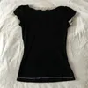 Damska koszulka Koronkowa damska koronka Tim Black Tshirt Ultrathin Fit Długie rękaw Top Y2K 2000S Cute Casual Tshirt Esthetic Pleted Sukienka 230329