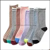 Acessórios para peças de sapatos Novos mulheres meias de algodão cor arco -íris listrado harajuku feliz colorf fofo kawaii engraçado casu dhm1x