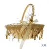 Other Event Party Supplies Gold Flower Girl Basket with Satin Ribbon Bow Decor Wedding Ceremony Anniversary Vow Real Party Favor 230329