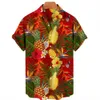 Casual shirts voor heren herenoverhemden Hawaiiaanse shirts fruit afdrukken korte mouwen Panaspatroon Tops Casual Fashion Men's Clothing Summer Loose Shirt W0328