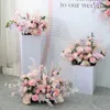 Decorative Flowers Customize Pink Rose Flower Row Arrangement Artificial Wedding Arch Backdrop Decor Wall Window Party Event Stage Layout