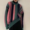 Swetry damskie y2k mieszane kolory pasiaste jesienne zimowe moda kobiety pullover sweter vintage estetyka prosta ciepło słodkie ubrania