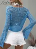 Women's T-Shirt Loose Crocheted Summer Hollow Sweater Women 2022 Trumpet Sleeve Short Pullovers Knitted Tops Beach Sexy Hollow Knit Top Sweater P230328