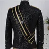 Ternos masculinos Blazers masculino lantejouno preto camisa de camisa de blazer stand gollar tassel design blazers homens boate party baile rock and roll figurmes 3xl 230329