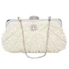 Kvällspåsar Kvinnor Pearl Clutch Purse Handväska för bröllopskedjan Middagsfest 230329