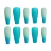 False Nails 2023 24PCS Long Press On Cute Gradient Blue Design Fake Full Coverage Artificial For Women & Girls