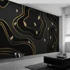 Wallpapers Custom Po Wallpaper moderne minimalistische abstracte lijn 3d gouden bladgeometrie muurschilderingen pvc zelfklevende waterdichte wandstickers